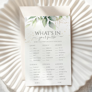 Eucalyptus What's in your Purse Bröllop Game