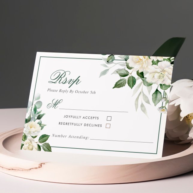 Eucalyptus White Flowers-Bröllop OSA Card Kort (Skapare uppladdad)