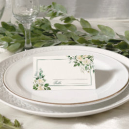 Eucalyptus White Flowers Bröllop Place Card Placeringskort