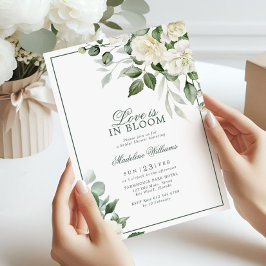 Eucalyptus White Flowers Kärlek finns i Bloom Show Inbjudningar