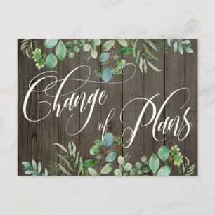Eucalyptus Wood Change Plans Postponed Bröllop Vykort