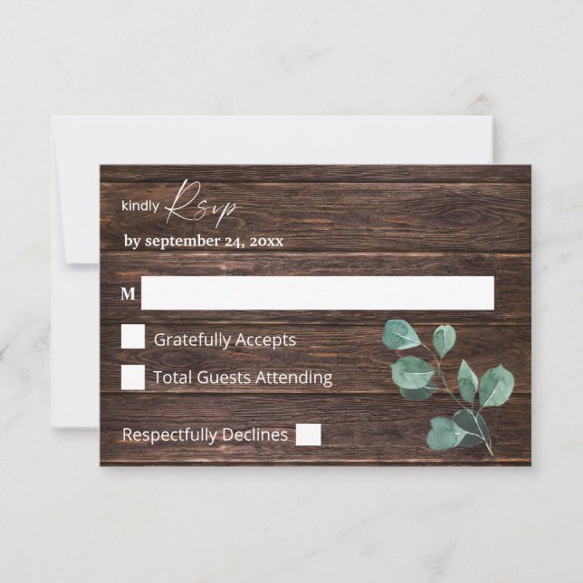 Eucalyptus & Wood Greenery no Meal OSA Kort (Framsida)