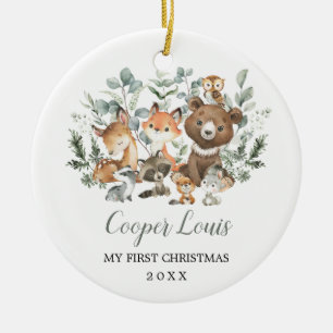Eucalyptus Woodland Animals Baby 1:a jul Julgransprydnad Keramik