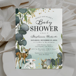 Eucalyptus Woodland Animals Baby Shower Inbjudningar