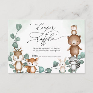 Eucalyptus Woodland Greenery Animals Diaper Raffle Tilläggskort
