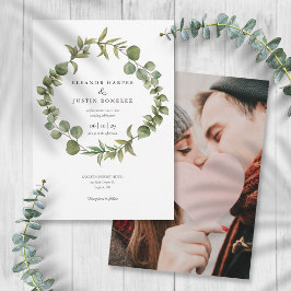 Eucalyptus Woodland Greenery Bröllop Photo Inbjudningar