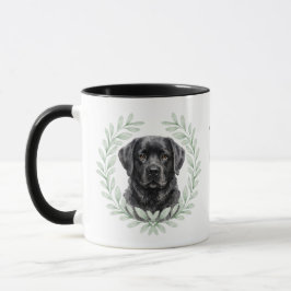 Eucalyptus Wreath Black Labrador Dog Monogram Mugg