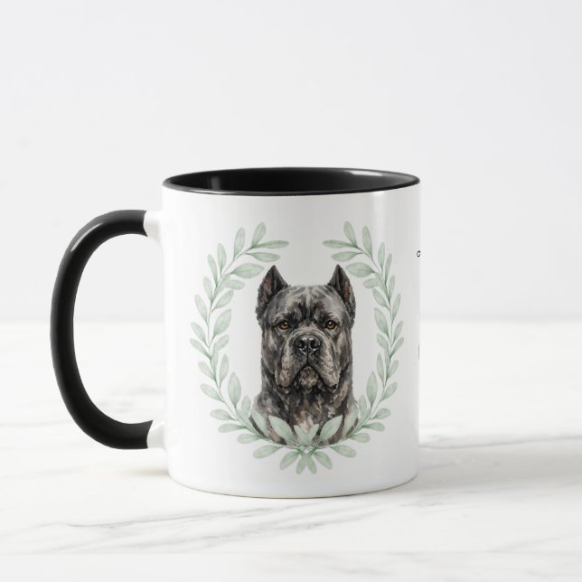 Eucalyptus Wreath Cane Corso Dog Monogram Mugg (Vänster)