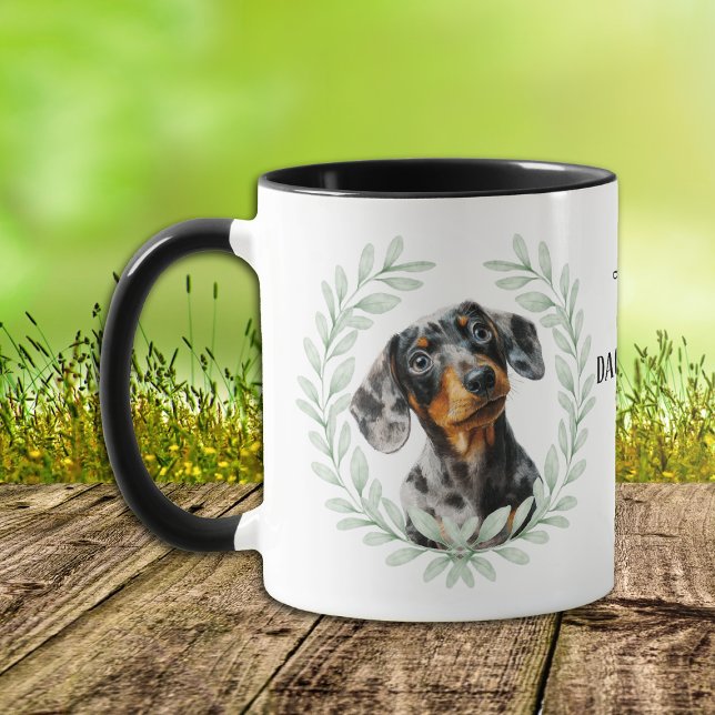 Eucalyptus Wreath Dachshund Dog Monogram Mugg (Skapare uppladdad)