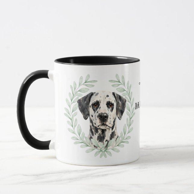 Eucalyptus Wreath Dalmatian Dog Monogram Mugg (Vänster)