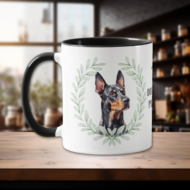 Eucalyptus Wreath Doberman Pinscher Dog Monogram Mugg (Skapare uppladdad)