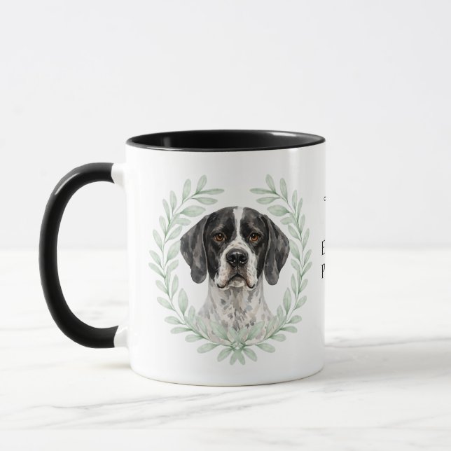 Eucalyptus Wreath English Pointer Dog Monogram Mugg (Vänster)
