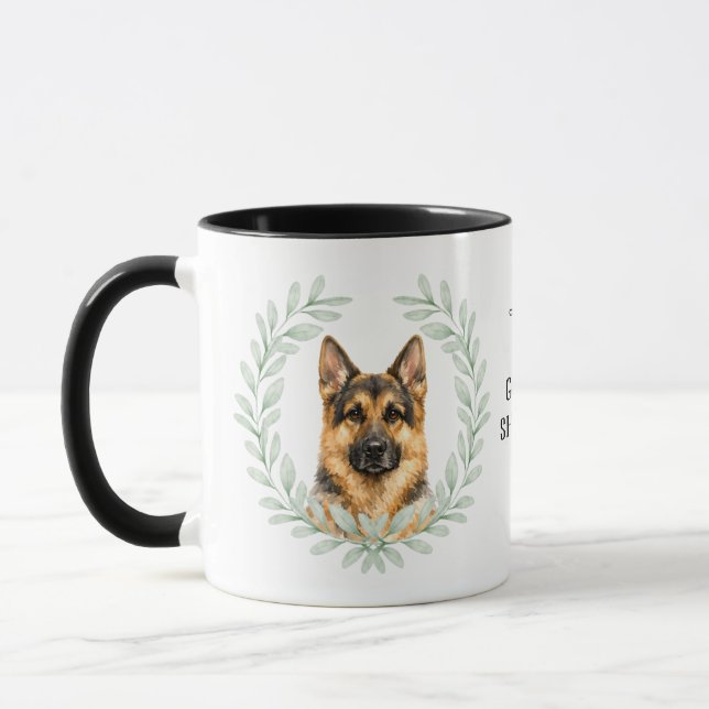 Eucalyptus Wreath German Shepherd Dog Monogram Mugg (Vänster)