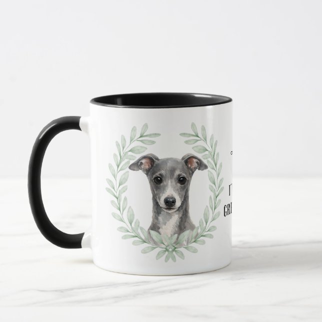 Eucalyptus Wreath Italian Greyhound Monogram Mugg (Vänster)