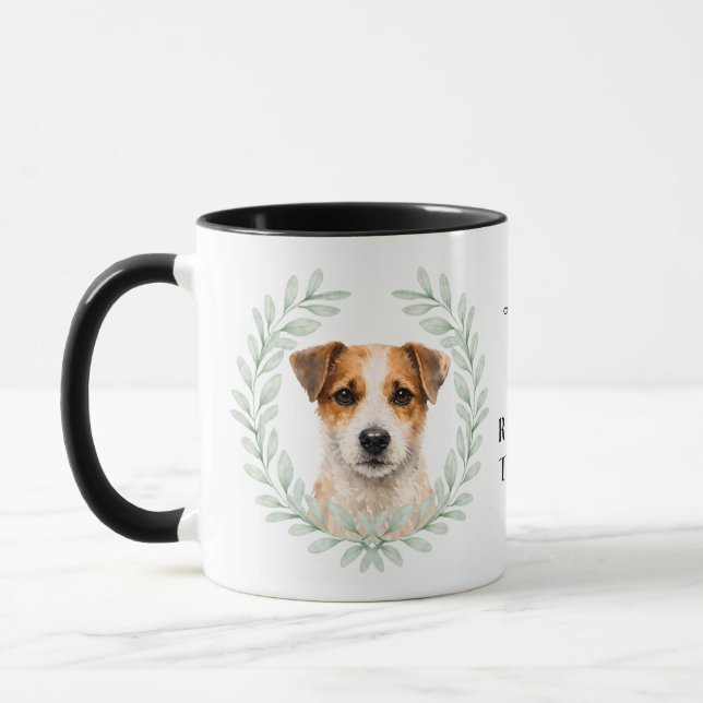 Eucalyptus Wreath Jack Russell Terrier Monogram Mugg (Vänster)
