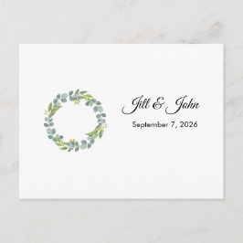 Eucalyptus Wreath Landscape Wedding Guest Book Vykort