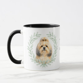 Eucalyptus Wreath Lhasa Apso Monogram Mugg
