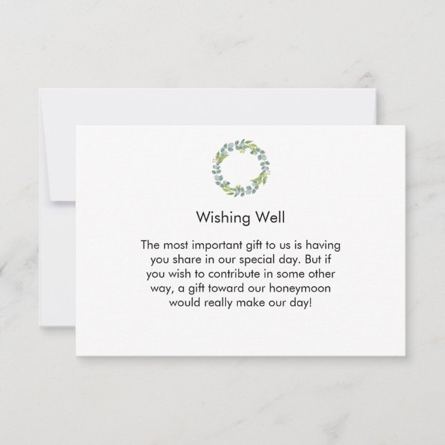 Eucalyptus Wreath Wedding Honeymoon Fund Card (Framsida)