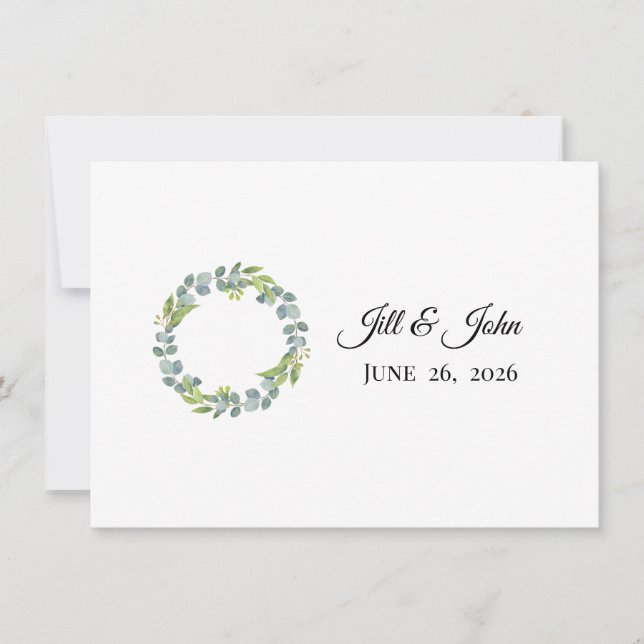 Eucalyptus Wreath Wedding Invitation Stationery Anteckningskort (Framsida)