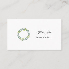 Eucalyptus Wreath Wedding Thank You Card Visitkort