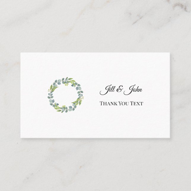 Eucalyptus Wreath Wedding Thank You Card Visitkort (Framsida)