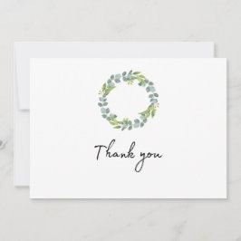 Eucalyptus Wreath Wedding Thank You Folded Card Tack Kort