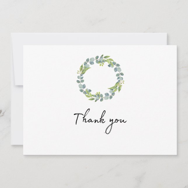 Eucalyptus Wreath Wedding Thank You Folded Card Tack Kort (Framsida)