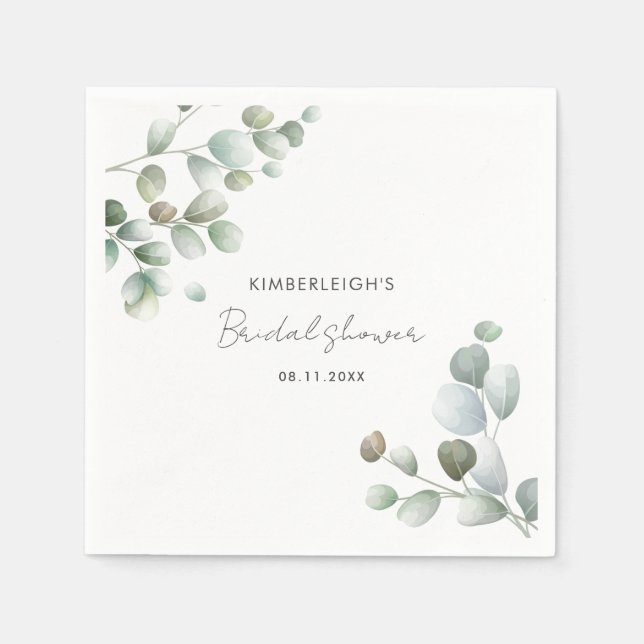 Eucalyptusblad Bröllopsdusch Papper Pappersservett (Framsidan)