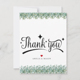 eucalyptusgrönska bröllop Platt Tackkort Tack Kort