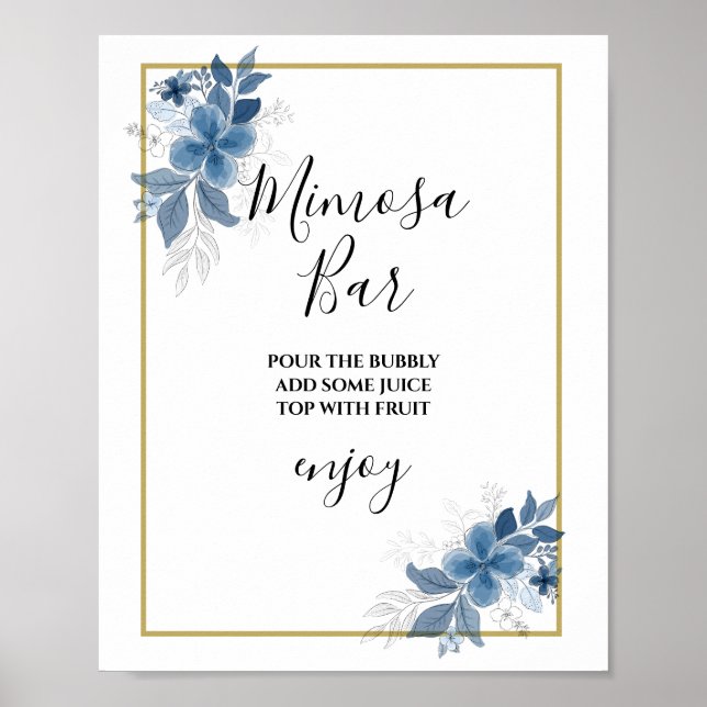 Eucalyptusgrönska Bröllopsdusch Mimosa Barskylt Poster (Framsidan)
