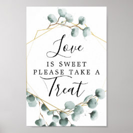 Eucalyptusgrönska Love Is Sweet Förmånsskylt Poster