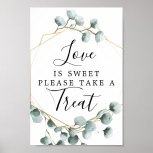Eucalyptusgrönska Love Is Sweet Förmånsskylt Poster