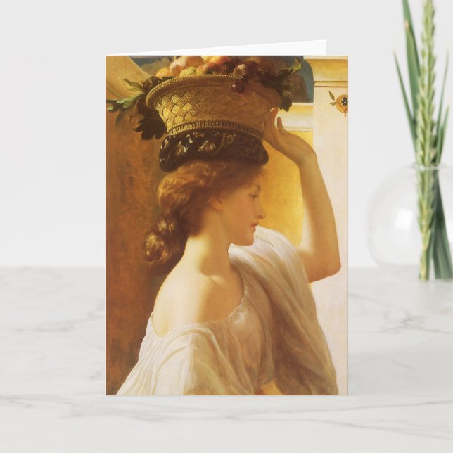 Eucharis - flicka med Basket av frukt av Leighton Kort (Framsida)