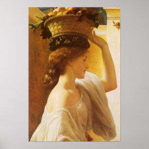 Eucharis - flicka med Basket av frukt av Leighton Poster