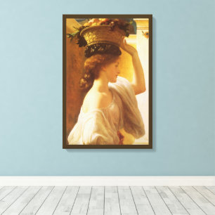 Eucharis - Flicka med en korg frukt av Leighton Canvastryck
