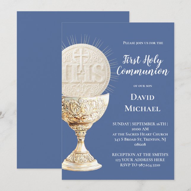 Eucharist design First Holy Communion Inbjudningar (Fram/baksida)