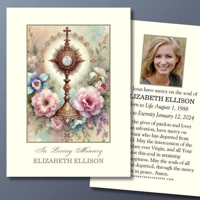 Eucharist Prayer-kort för katolska begravningsminn Visitkort (Skapare uppladdad)