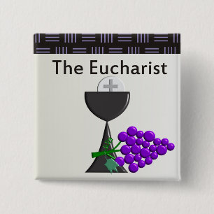 Eucharistbägare- och druvadesignen knapp