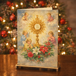 Eucharistic Christmas Nativity with Angels Helgkort