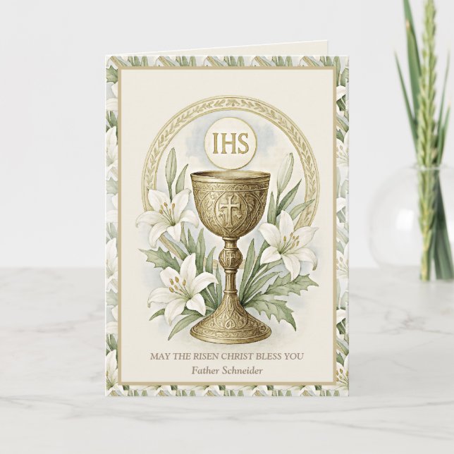 Eucharistic Easter Lilies Catholic Priest Helgkort (Framsida)