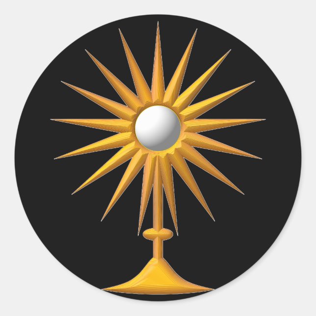 Eucharistisk monostrance runt klistermärke (Framsida)