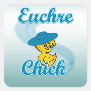 Euchre-Chick nr 3 Fyrkantigt Klistermärke