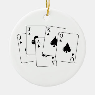 Euchre-kort Julgransprydnad Keramik