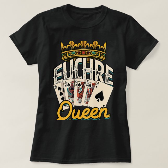 Euchre Queen Casino Night Poker Spades och Mahjong T Shirt (Design framsida)