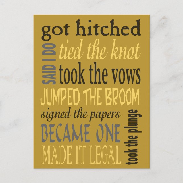 Eufemismer efter bröllopsfirande inbjudan vykort (Framsida)