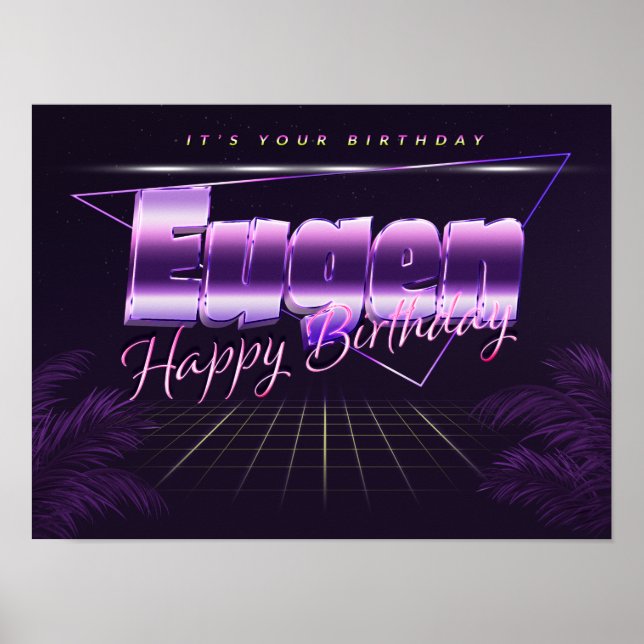 Eugen Name Vorname lila retro Poster Geburtstag (Framsidan)