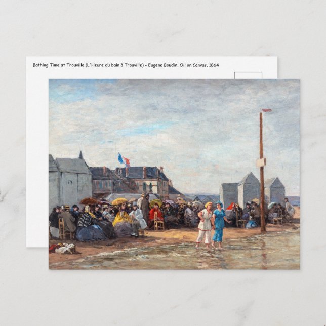 Eugene Boudin - Bathing Time vid Trouville Vykort (Fram/baksida)