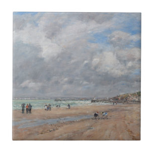 Eugene Boudin - Beach vid Deauville Kakelplatta