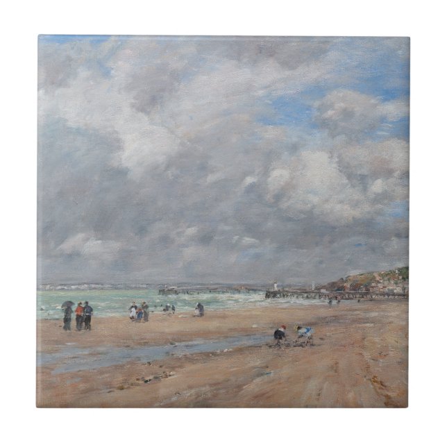 Eugene Boudin - Beach vid Deauville Kakelplatta (Framsidan)