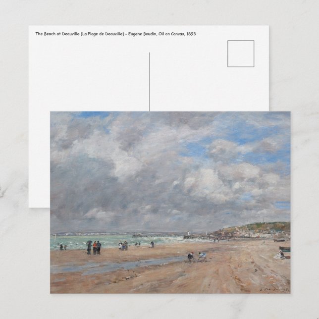 Eugene Boudin - Beach vid Deauville Vykort (Fram/baksida)
